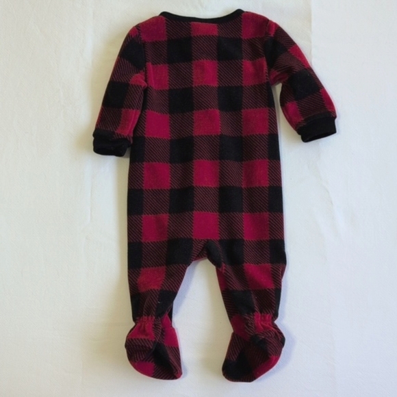 joe fresh buffalo check fleece zipper footie sleeper pajamas 0-3 months baby - Picture 5 of 5